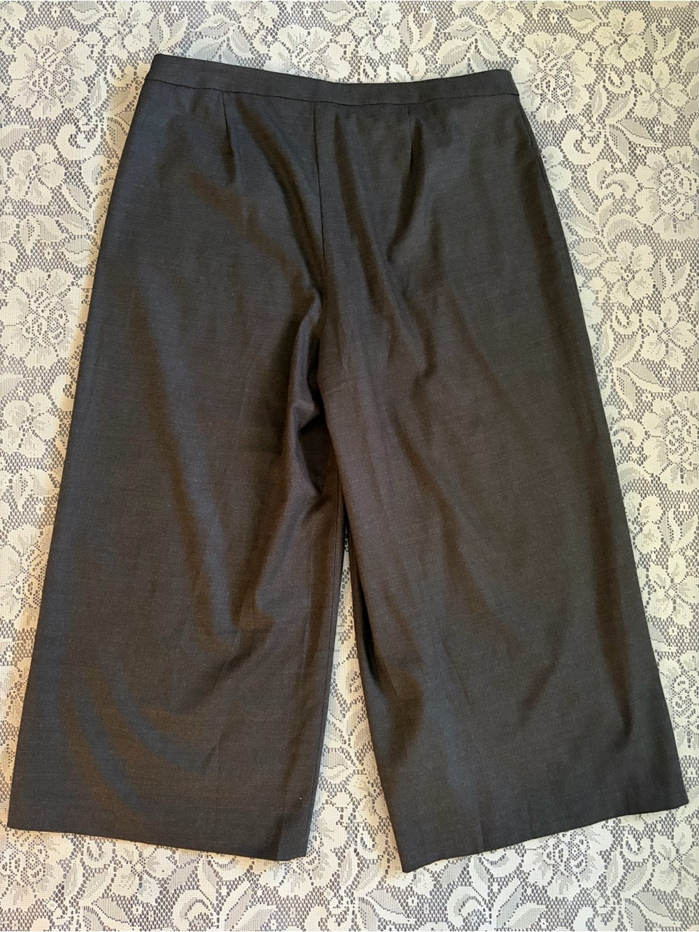 Eileen Fisher Heathered Stretch Flannel Twill Wool Sarong Pants in Charcoal Grey - Picture 6 of 10
